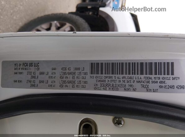 3C6UR5PL8LG141510 2020 RAM 2500 White Widok komory silnika