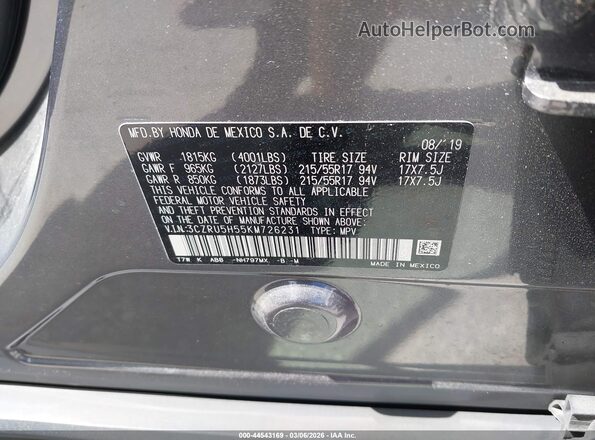 3CZRU5H55KM726231 2019 HONDA HR-V Black 