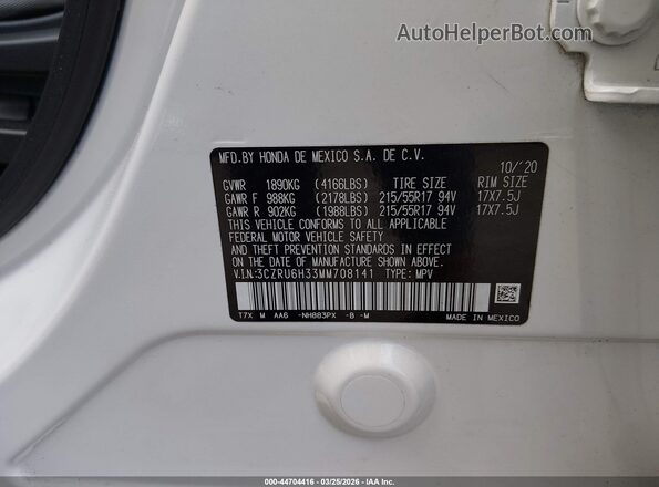3CZRU6H33MM708141 2021 HONDA HR-V White Вид підкапотного простору