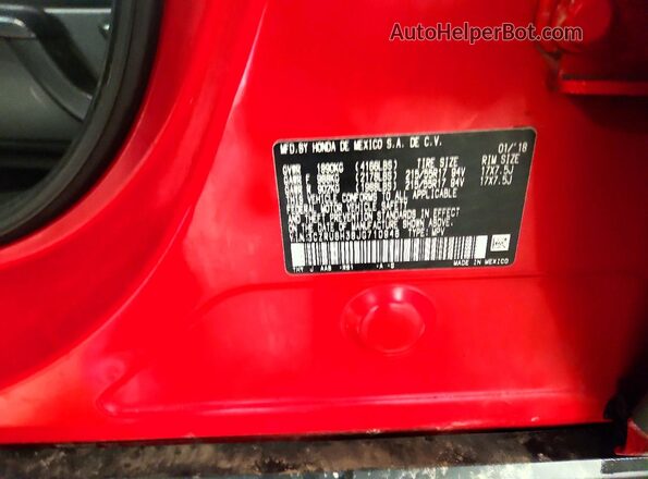 3CZRU6H38JG710946 2018 HONDA HR-V Red 