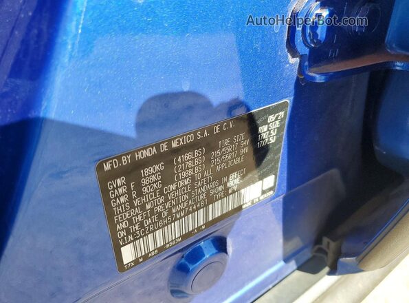 3CZRU6H57MM744481 2021 HONDA HR-V Blue Vista del compartimento del motor