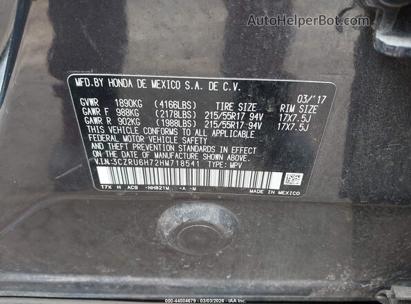 3CZRU6H72HM718541 2017 HONDA HR-V Gray 