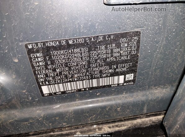 3CZRZ2H74TM735683 2026 HONDA HR-V Gray Engine compartment view