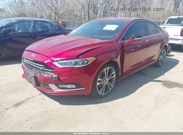 3FA6P0K97HR367335 2017 FORD FUSION Красный Передняя левая четверть