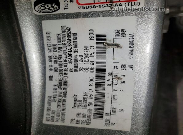 3FADP4AJ8KM105242 2019 FORD FIESTA Silver 