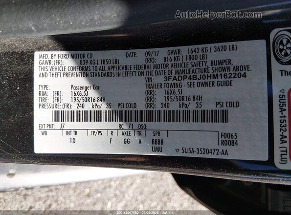 3FADP4BJ0HM162204 2017 FORD FIESTA Gray Շարժիչի բաժամունքի տեսք