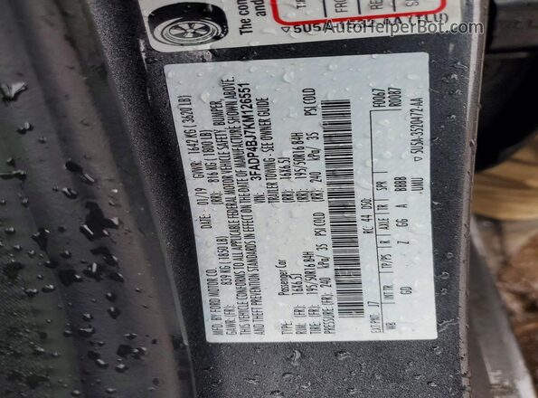 3FADP4BJ7KM126551 2019 FORD FIESTA Black 