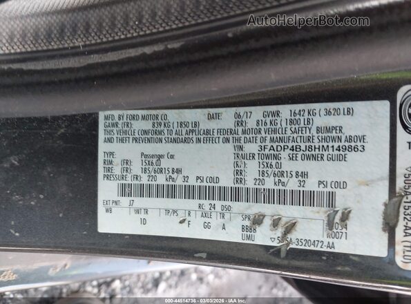 3FADP4BJ8HM149863 2017 FORD FIESTA Gray Вид підкапотного простору