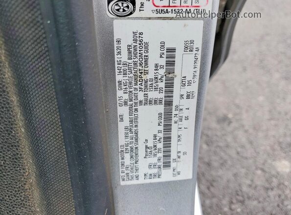 3FADP4TJ6GM105678 2016 FORD FIESTA Silver ძრავის განყოფილების ხედი