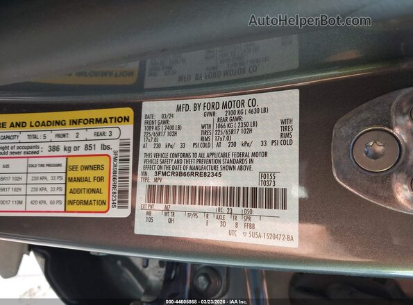 3FMCR9B66RRE82345 2024 FORD BRONCO SPORT Gray Vista del compartimento del motor