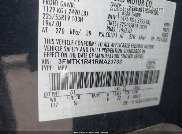 3FMTK1R41RMA23733 2024 FORD MUSTANG MACH-E Black Engine compartment view