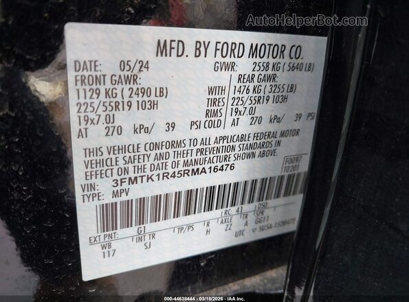 3FMTK1R45RMA16476 2024 FORD MUSTANG MACH-E Black Engine compartment view