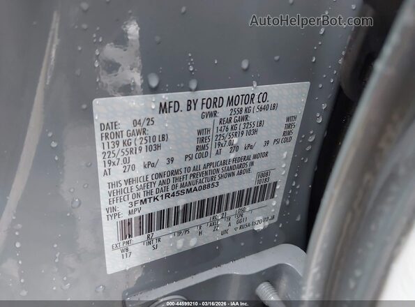 3FMTK1R45SMA08853 2025 FORD MUSTANG MACH-E Gray ძრავის განყოფილების ხედი