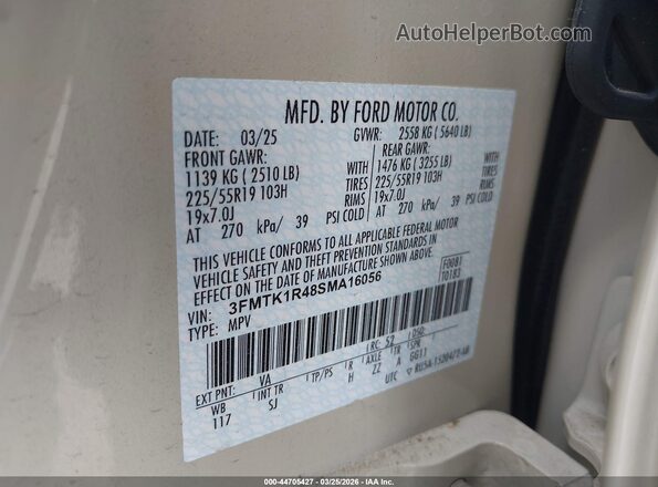 3FMTK1R48SMA16056 2025 FORD MUSTANG MACH-E Cream Widok komory silnika