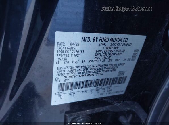 3FMTK1RM4NMA17676 2022 FORD MUSTANG MACH-E Gray Vista del compartimento del motor