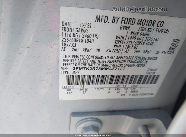 3FMTK2R78MMA57127 2021 FORD MUSTANG MACH-E Gray Вид підкапотного простору