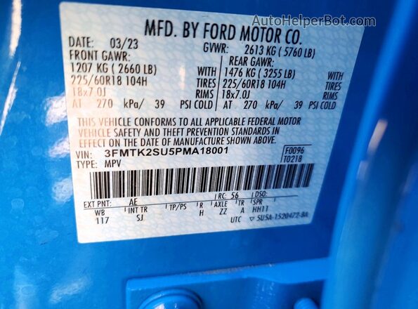 3FMTK2SU5PMA18001 2023 FORD MUSTANG Синий Вид подкапотного пространства