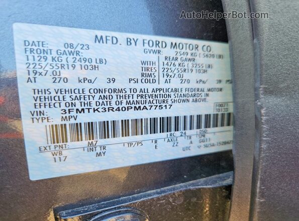 3FMTK3R40PMA77517 2023 FORD MUSTANG MACH-E PREMI Gray Widok komory silnika