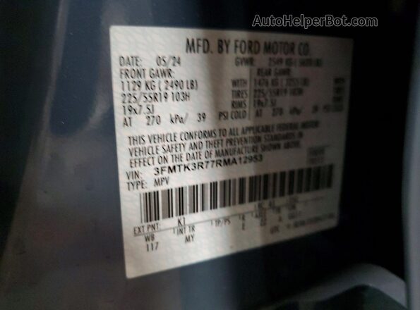 3FMTK3R77RMA12953 2024 FORD MUSTANG MACH-E PREMI Blue 