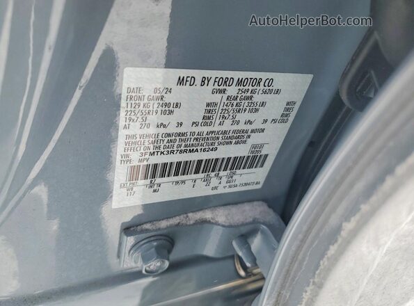 3FMTK3R78RMA16249 2024 FORD MUSTANG MACH-E PREMI Blue Engine compartment view