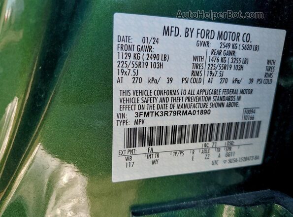 3FMTK3R79RMA01890 2024 FORD MUSTANG MACH-E PREMI Green 