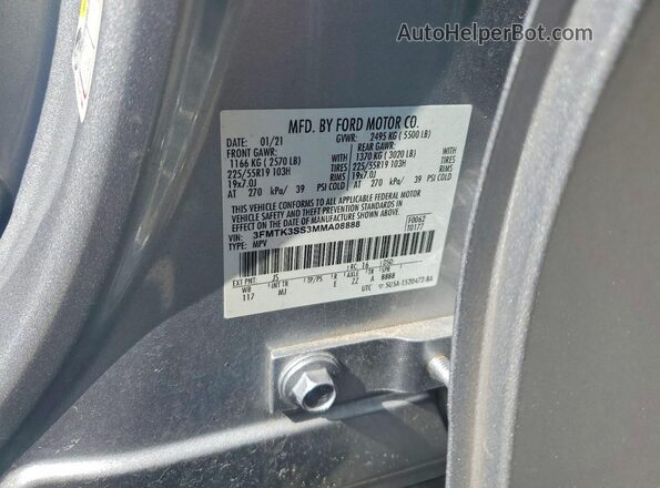 3FMTK3SS3MMA08888 2021 FORD MUSTANG MACH-E PREMI Silver Սալոնի 360 աստիճան տեսք