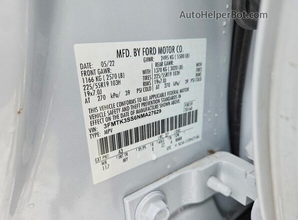 3FMTK3SS6NMA27629 2022 FORD MUSTANG MACH-E PREMI Two Tone Вид підкапотного простору