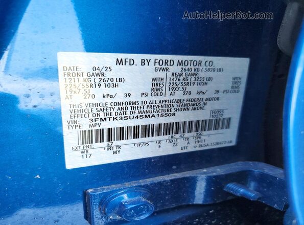 3FMTK3SU4SMA15508 2025 FORD MUSTANG MACH-E PREMI Blue 