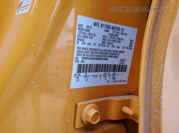 3FMTK4SE3MME03086 2021 FORD MUSTANG Золотой Вид подкапотного пространства
