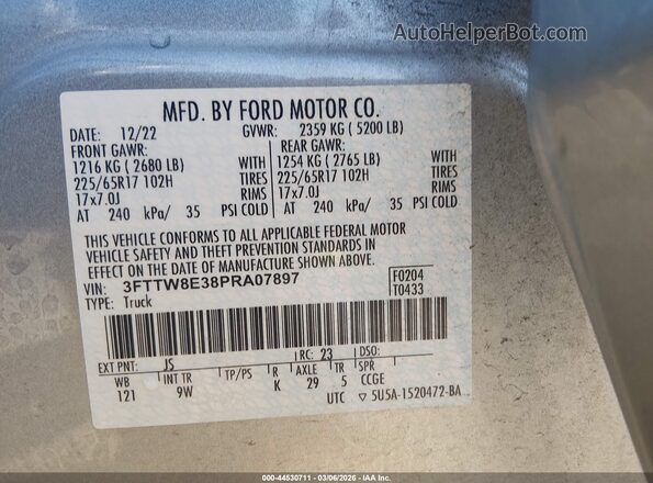 3FTTW8E38PRA07897 2023 FORD MAVERICK Silver 
