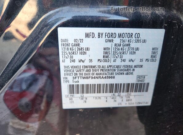 3FTTW8F94NRA45966 2022 FORD MAVERICK Blue Вид підкапотного простору