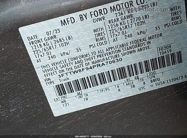 3FTTW8F94PRA70630 2023 FORD MAVERICK Gray Engine compartment view