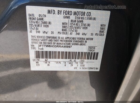 3FTTW8H33RRA95997 2024 FORD MAVERICK Серый Вид подкапотного пространства