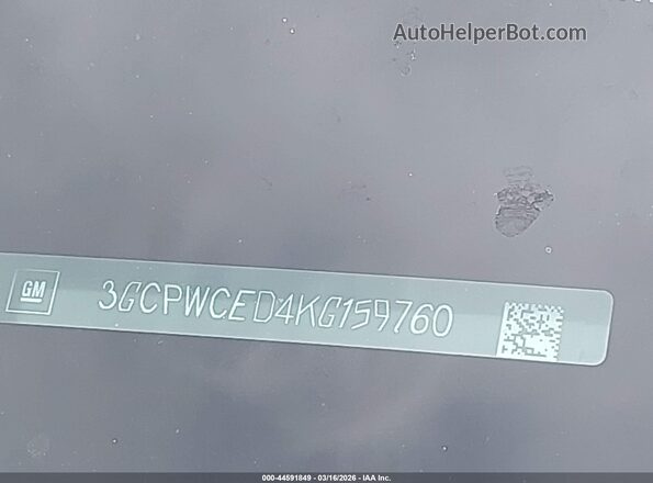 3GCPWCED4KG159760 2019 CHEVROLET SILVERADO White 