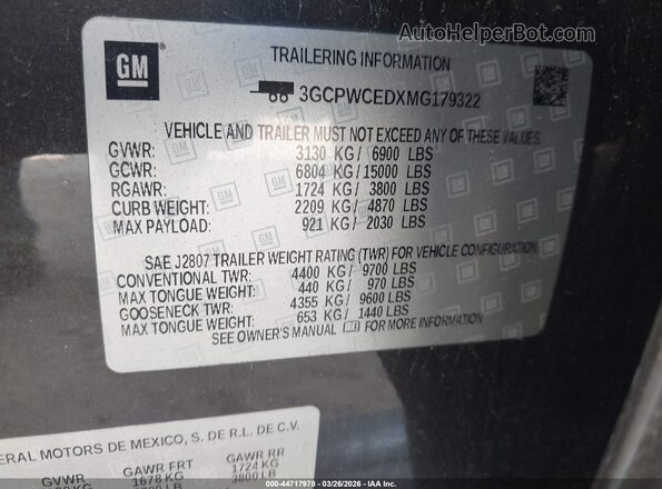 3GCPWCEDXMG179322 2021 CHEVROLET SILVERADO Black Engine compartment view