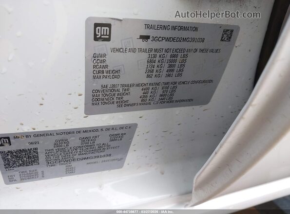 3GCPWDED2MG391038 2021 CHEVROLET SILVERADO White Vista del compartimento del motor