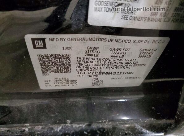 3GCPYCEF6MG121848 2021 CHEVROLET SILVERADO Black Engine compartment view