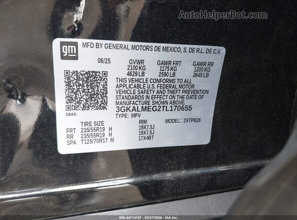 3GKALMEG2TL170655 2026 GMC TERRAIN Black ძრავის განყოფილების ხედი