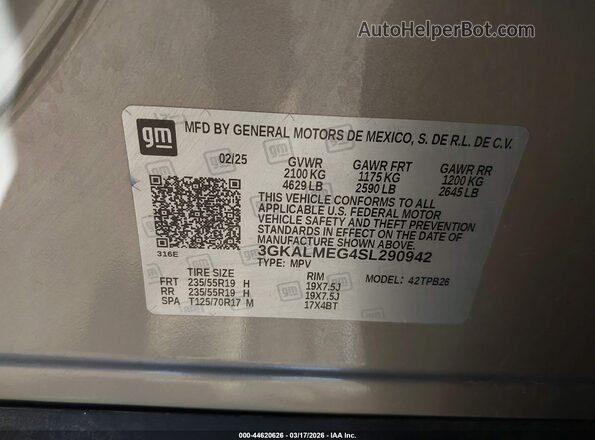3GKALMEG4SL290942 2025 GMC TERRAIN Tan ძრავის განყოფილების ხედი