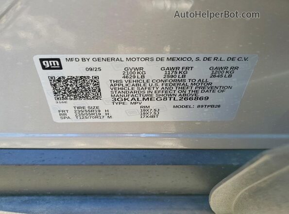 3GKALMEG8TL266869 2026 GMC TERRAIN Серый Вид наклейки с VIN-кодом