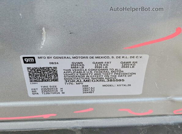 3GKALMEGXRL385595 2024 GMC TERRAIN Silver Widok wnętrza 360 stopni