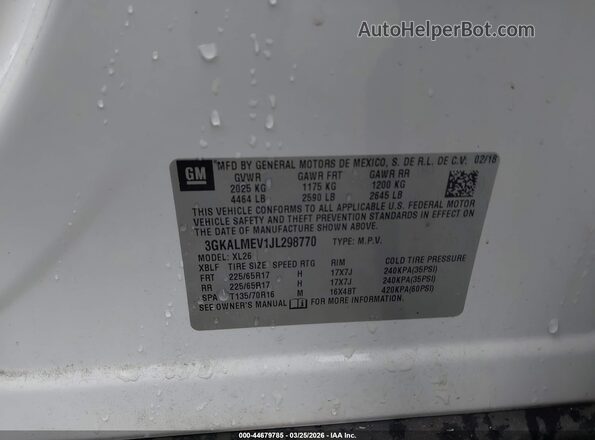 3GKALMEV1JL298770 2018 GMC TERRAIN White 