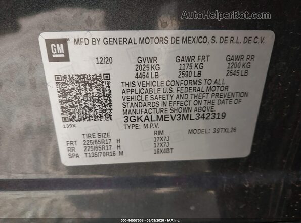 3GKALMEV3ML342319 2021 GMC TERRAIN Черный Вид подкапотного пространства