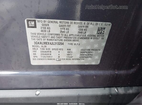 3GKALMEX4JL313294 2018 GMC TERRAIN Blue Widok komory silnika