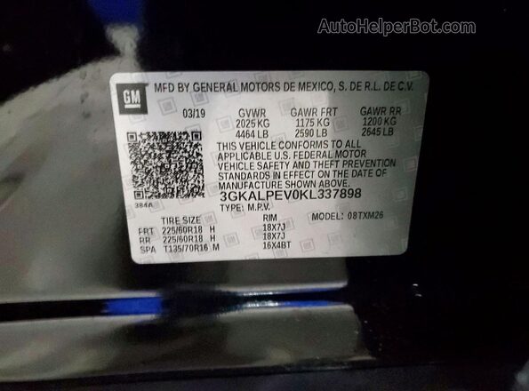 3GKALPEV0KL337898 2019 GMC TERRAIN Черный 