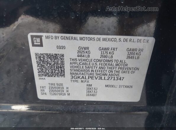 3GKALPEV3LL271347 2020 GMC TERRAIN Black Շարժիչի բաժամունքի տեսք