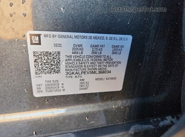 3GKALPEV5ML368034 2021 GMC TERRAIN Gray 