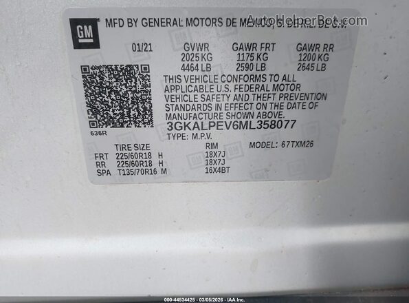 3GKALPEV6ML358077 2021 GMC TERRAIN Silver Engine compartment view