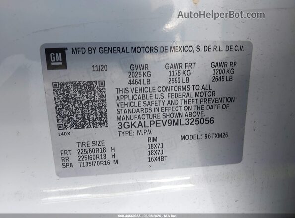 3GKALPEV9ML325056 2021 GMC TERRAIN Cream Engine compartment view