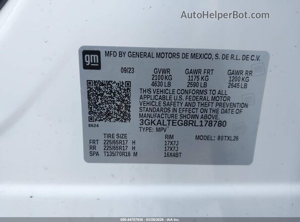 3GKALTEG8RL178780 2024 GMC TERRAIN White Widok komory silnika